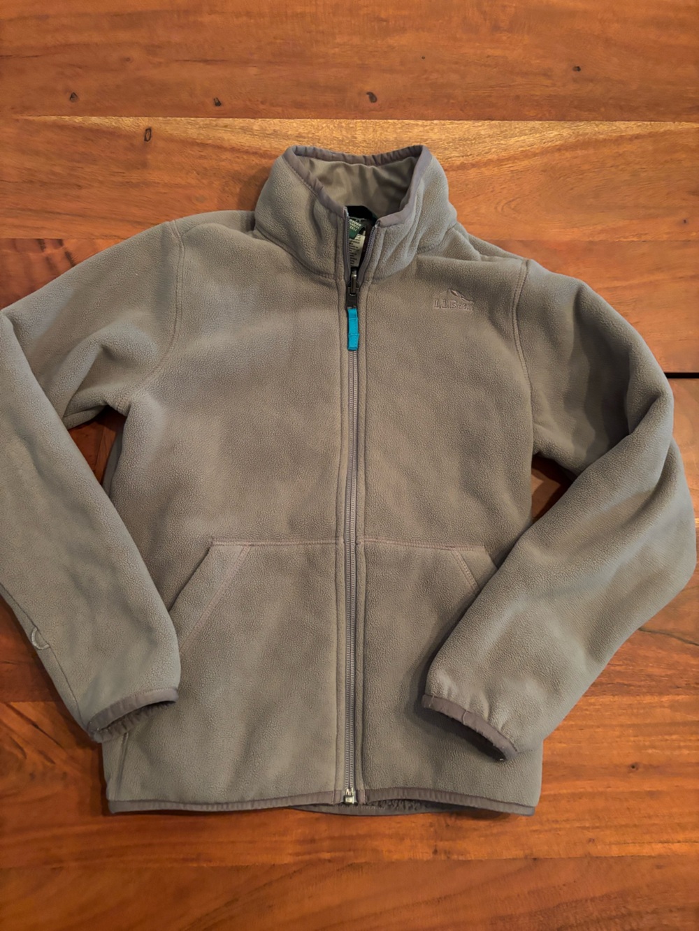 LL Bean Boys Size 8 Gray Full-Zip Fleece Jacket